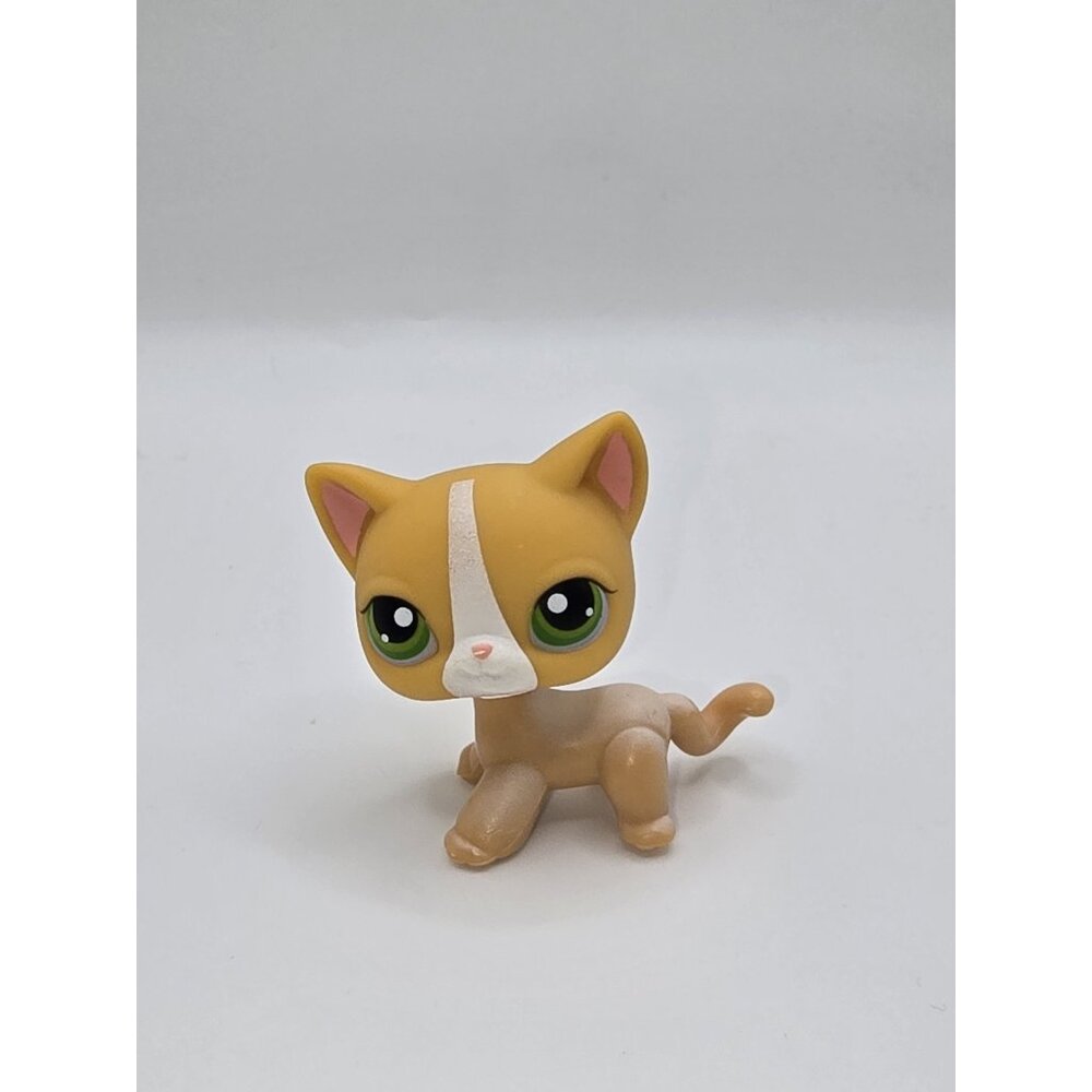 Littlest Pet Shop #72 Orange Shorthair Cat Green Eyes White Stripe Authentic LPS